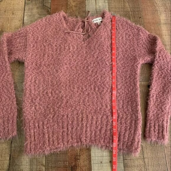 Knox rose women soft eyelash knit long sleeve sweater with lace back detail -M - Picture 3 of 11